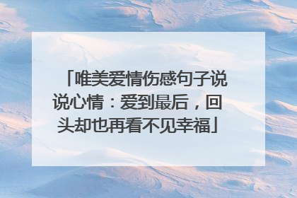 唯美爱情伤感句子说说心情：爱到最后，回头却也再看不见幸福
