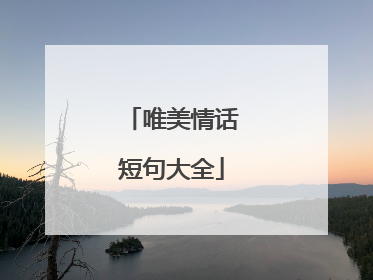 唯美情话短句大全