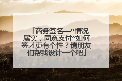 商务签名——“情况属实，同意支付”如何签才更有个性？请朋友们帮我设计一个吧