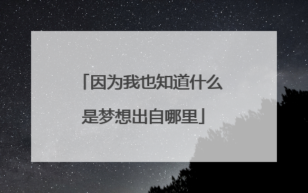 因为我也知道什么是梦想出自哪里