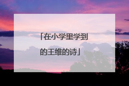 在小学里学到的王维的诗