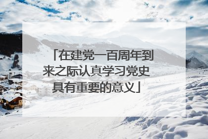 在建党一百周年到来之际认真学习党史具有重要的意义