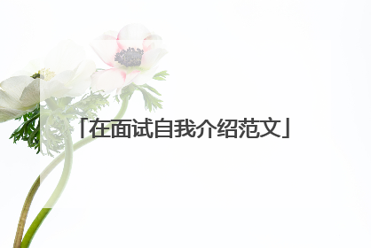 在面试自我介绍范文
