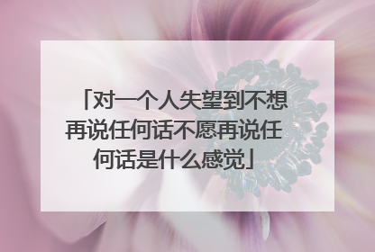 对一个人失望到不想再说任何话不愿再说任何话是什么感觉