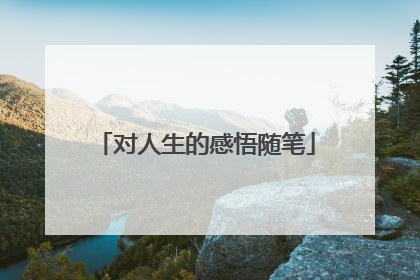 对人生的感悟随笔