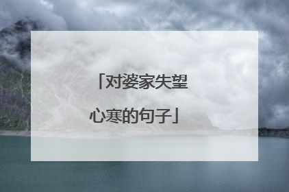 对婆家失望心寒的句子