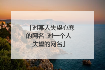 对某人失望心寒的网名 对一个人失望的网名