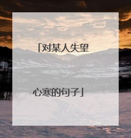 对某人失望心寒的句子
