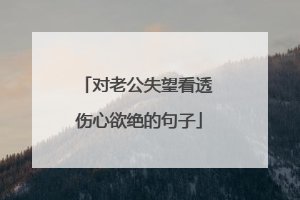 对老公失望看透伤心欲绝的句子