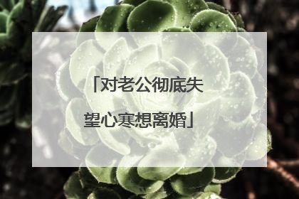 对老公彻底失望心寒想离婚