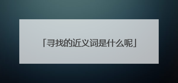 寻找的近义词是什么呢