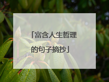 富含人生哲理的句子摘抄