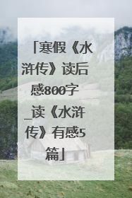 寒假《水浒传》读后感800字_读《水浒传》有感5篇