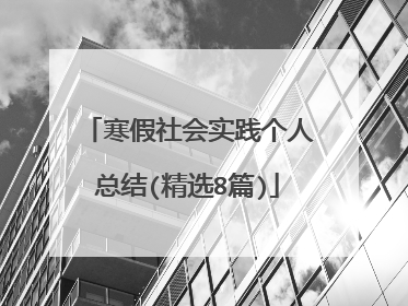 寒假社会实践个人总结(精选8篇)