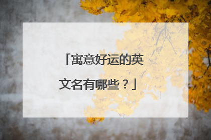 寓意好运的英文名有哪些？