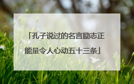孔子说过的名言励志正能量令人心动五十三条
