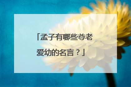 孟子有哪些尊老爱幼的名言?