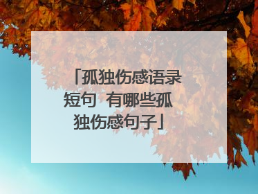 孤独伤感语录短句 有哪些孤独伤感句子