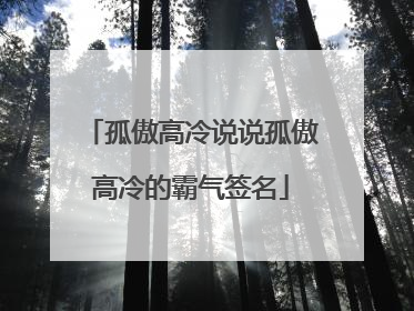 孤傲高冷说说孤傲高冷的霸气签名