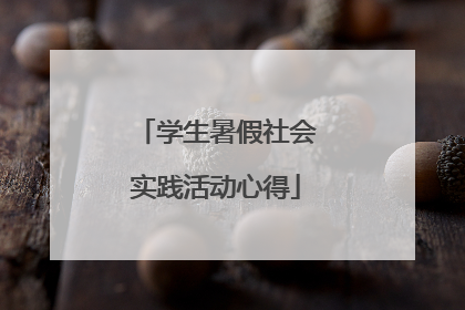 学生暑假社会实践活动心得