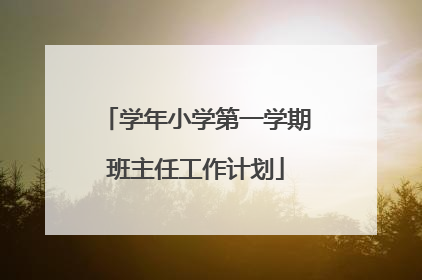 学年小学第一学期班主任工作计划