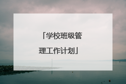 学校班级管理工作计划