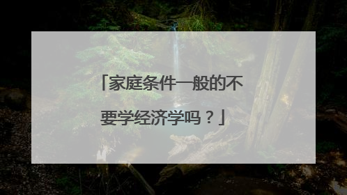 家庭条件一般的不要学经济学吗?