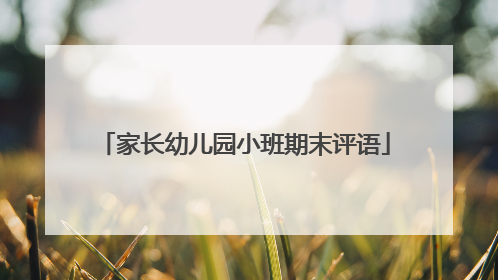 家长幼儿园小班期末评语