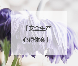 安全生产心得体会