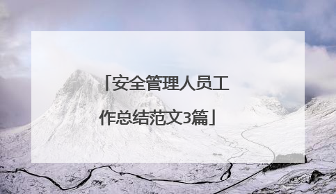安全管理人员工作总结范文3篇