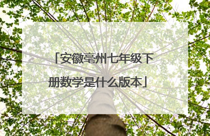 安徽亳州七年级下册数学是什么版本