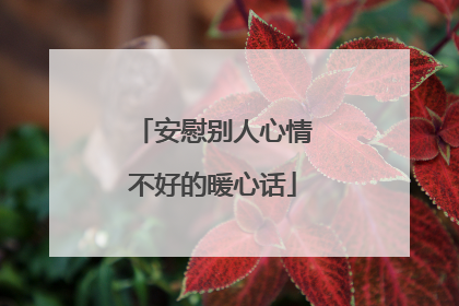 安慰别人心情不好的暖心话