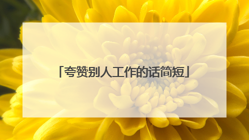 夸赞别人工作的话简短