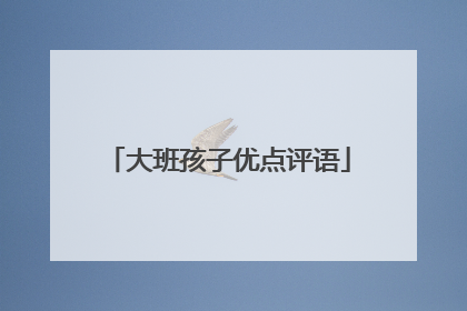 大班孩子优点评语