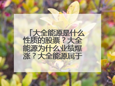 大全能源是什么性质的股票?大全能源为什么业绩爆涨?大全能源属于哪个公司?