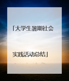 大学生暑期社会实践活动总结