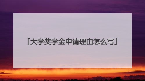 大学奖学金申请理由怎么写