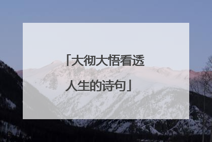 大彻大悟看透人生的诗句