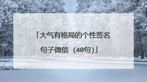 大气有格局的个性签名句子微信 (40句)