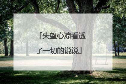 失望心凉看透了一切的说说