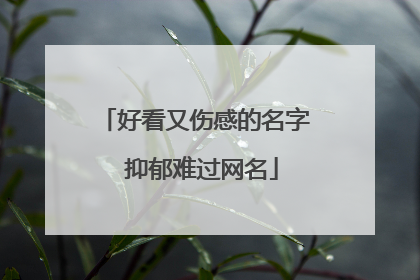 好看又伤感的名字 抑郁难过网名