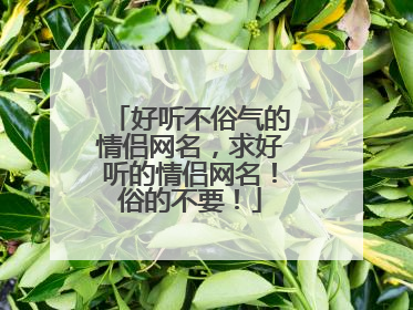 好听不俗气的情侣网名，求好听的情侣网名！俗的不要！