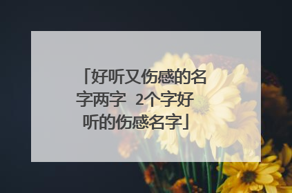 好听又伤感的名字两字 2个字好听的伤感名字