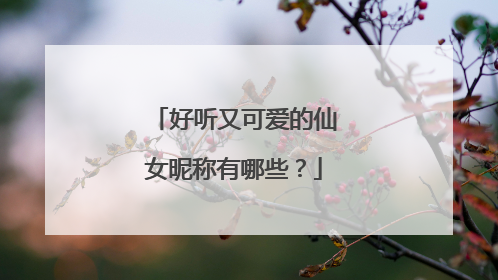 好听又可爱的仙女昵称有哪些?