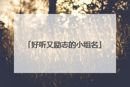 好听又励志的小组名