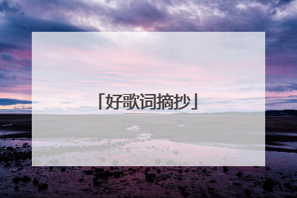 好歌词摘抄