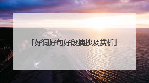好词好句好段摘抄及赏析