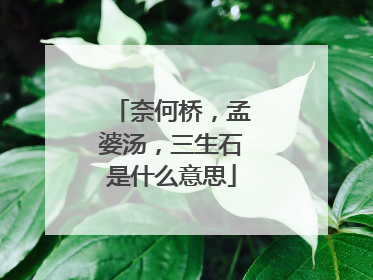 奈何桥，孟婆汤，三生石是什么意思