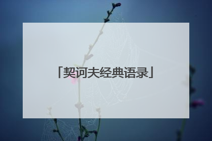 契诃夫经典语录