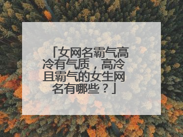 女网名霸气高冷有气质,高冷且霸气的女生网名有哪些?